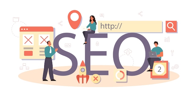 SEO typographic wording and illustration.
