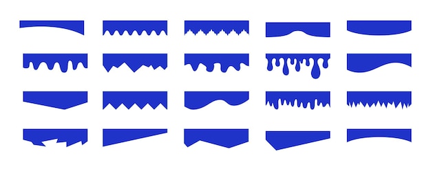 Separators shapes for website presentation set Curve Lines Wave Drops and triangular dividers for Top or Bottom Page Frame of header