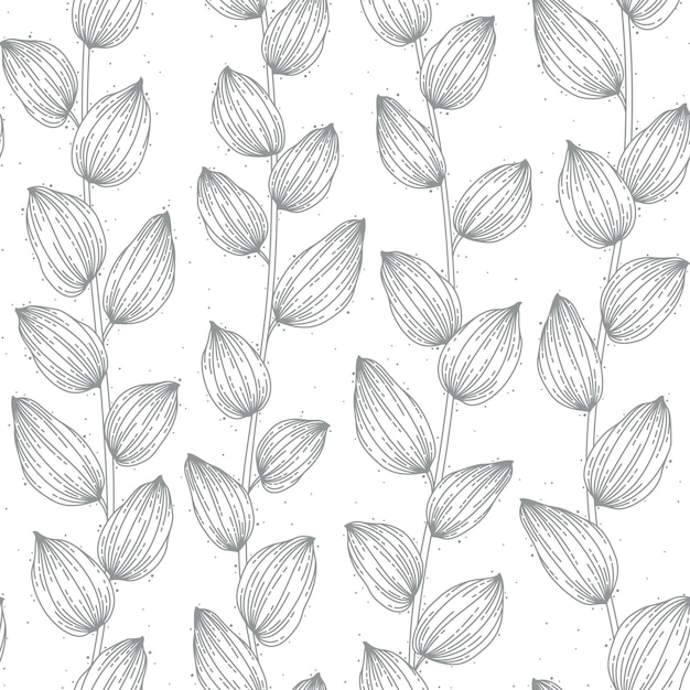 Series of seamless flower pattern motif in rustic floral hand drawing outline line textile fabric
