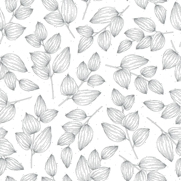 Series of seamless flower pattern motif in rustic floral hand drawing outline line textile fabric