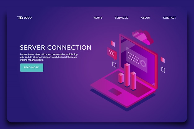 Server connection landing page template