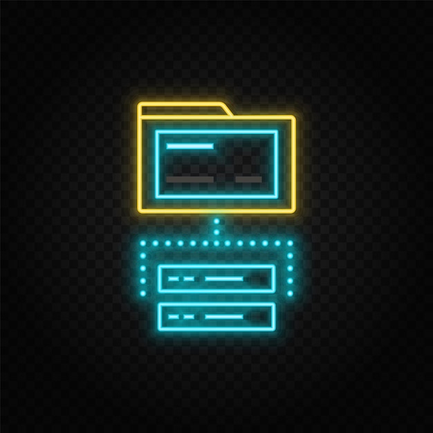 Server folder database neon icon Web Development Vector Icon Element of simple symbol for websites web design mobile app infographics Line symbol for website design on white background