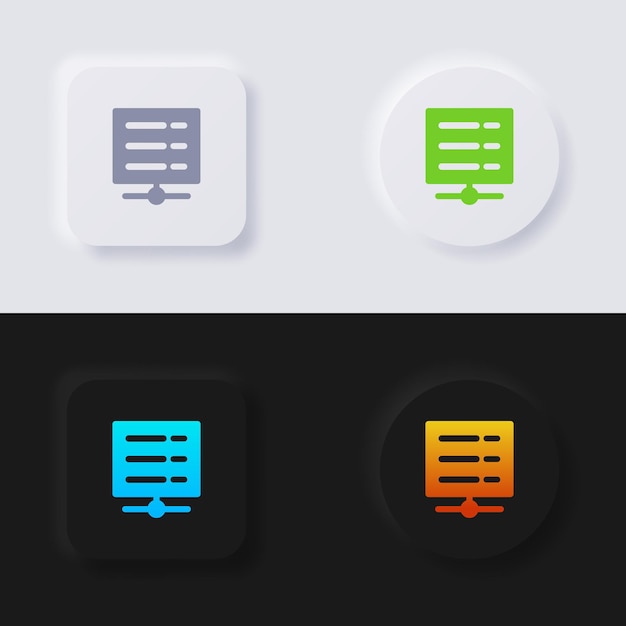 Server icon set Multicolor neumorphism button soft UI Design for Web design Application UI and more Icon set Button Vector