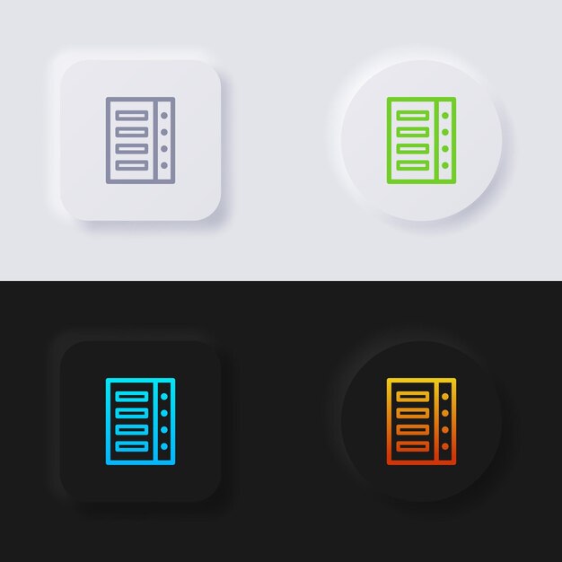 Server icon set Multicolor neumorphism button soft UI Design for Web design Application UI and more Icon set Button Vector