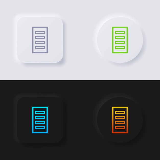 Server icon set Multicolor neumorphism button soft UI Design for Web design Application UI and more Icon set Button Vector