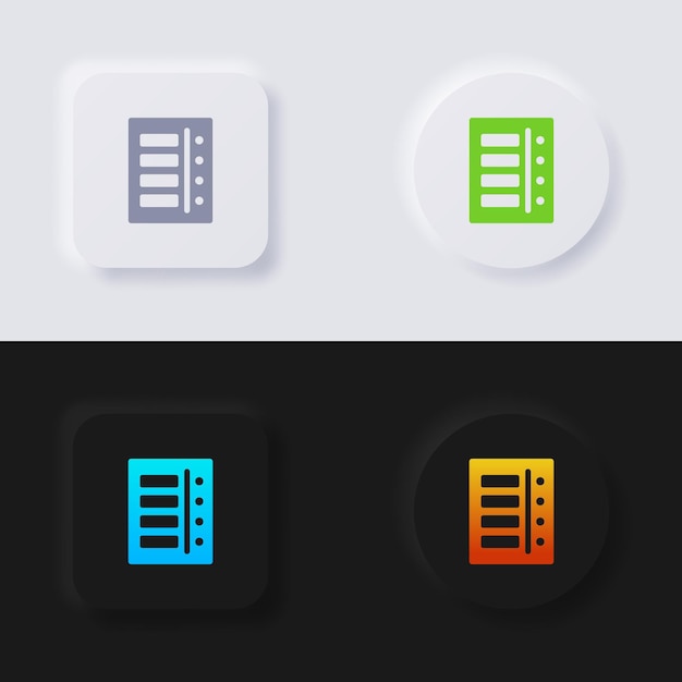 Server icon set Multicolor neumorphism button soft UI Design for Web design Application UI and more Icon set Button Vector