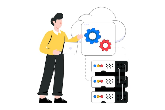 server management flat style design vector illustration. stock illustration