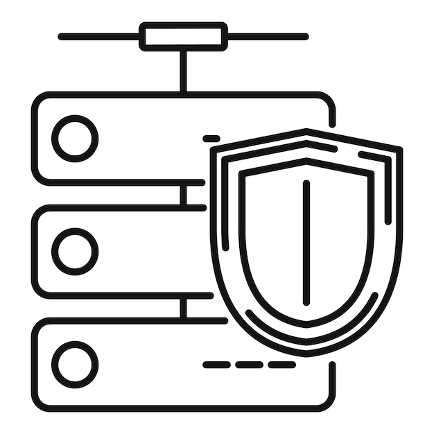 server protection shield icon outline server protection shield vector icon for web design isolated on white background