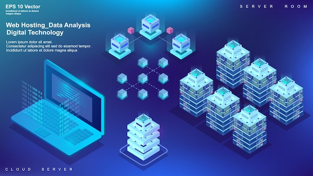 server room file cloud data technology web hosting data center and data storageexchange service flat illustration cloud service
