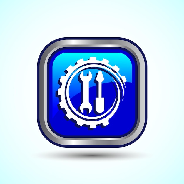 Service Icon Design Illustration Maintenance Tools Icon For Apps and Websites Blue Color Square Button Design