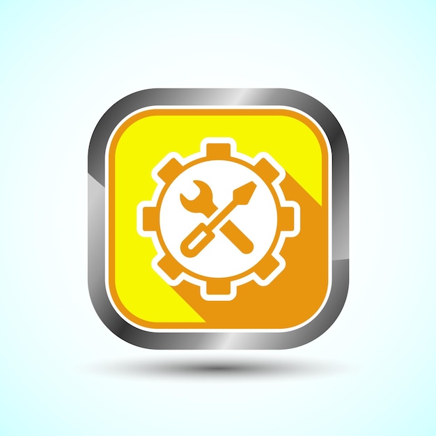 Service Icon Design Illustration Maintenance Tools Icon For Apps and Websites Yellow Shadow Button Design