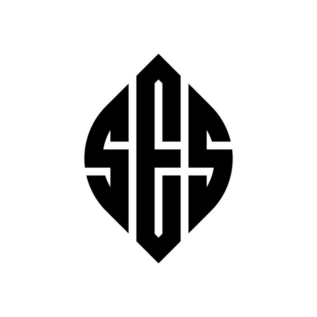 SES circle letter logo design with circle and ellipse shape SES ellipse letters with typographic style The three initials form a circle logo SES Circle Emblem Abstract Monogram Letter Mark Vector