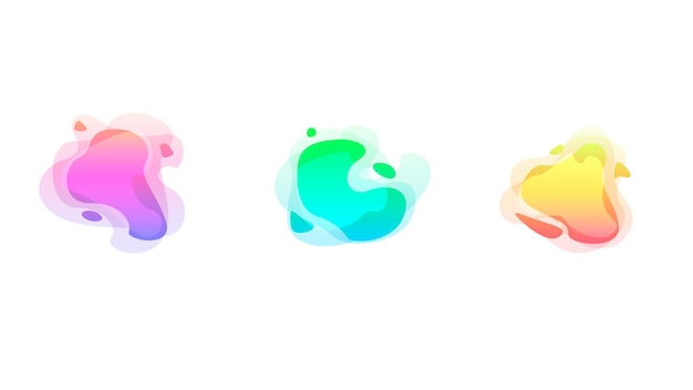 Set Abstract Collection Liquid Shape Fluid Design Gradient Geometric Figures Vector