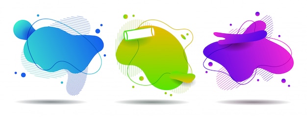Set abstract colorful liquid geometric shape