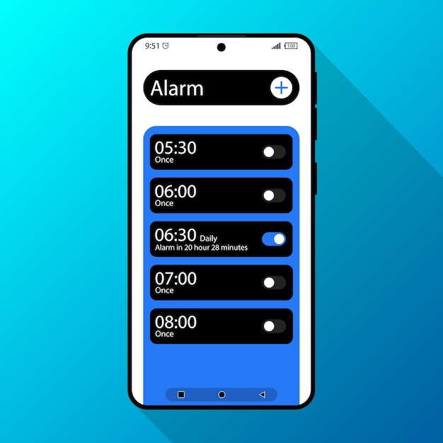 Set alarm mobile application concept design