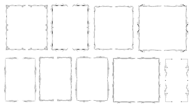 Set Black Simple Line Collection Different Doodle Brackets Parentheses Braces Elements Vector Desi