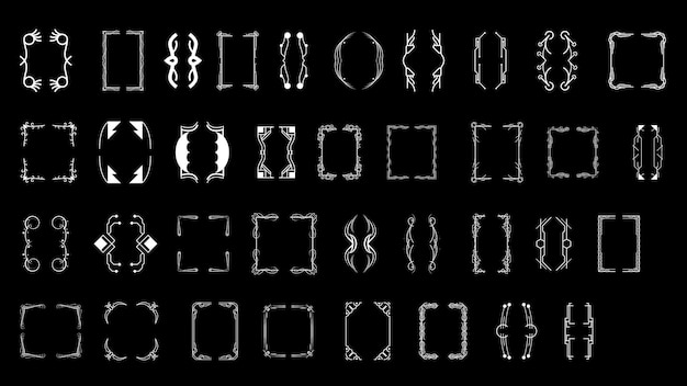 set black simple line collection different doodle brackets parentheses braces elements vector