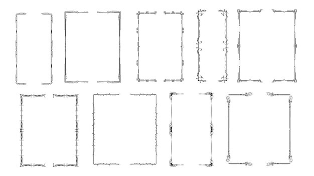 Set Black Simple Line Collection Different Doodle Brackets Parentheses Braces Elements Vector