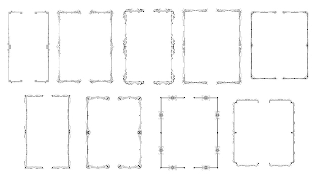 Set Black Simple Line Collection Different Doodle Brackets Parentheses Braces Elements Vector