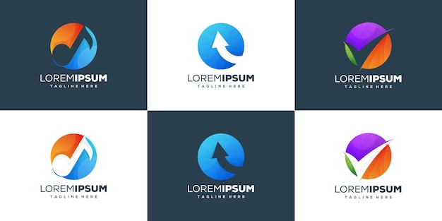 set collection circle color gradient logo design template