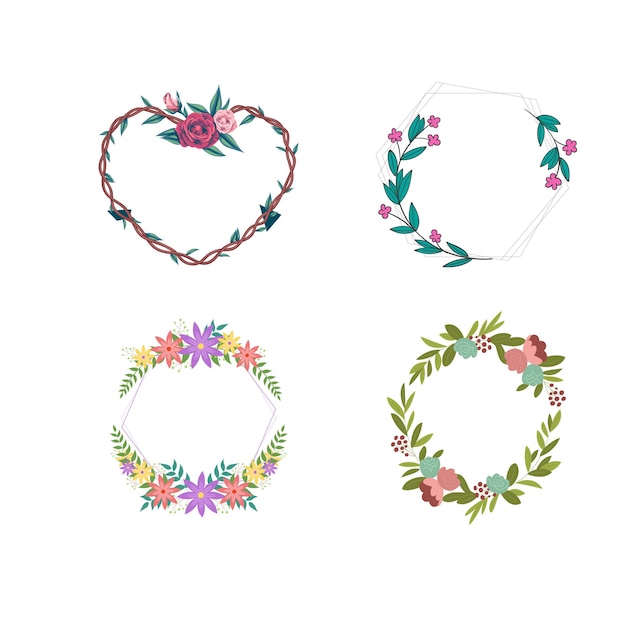 set collection of frame border floral tree branches form rectangle shape rustic arch hand drawn wat