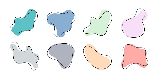 Set collection of organic abstract amoeba fluid blob shape for decoration