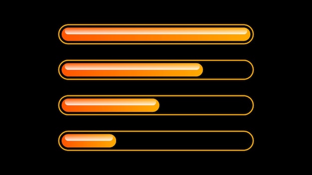set collection progress loading bar lighting glow vector design style
