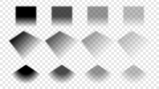 set collection vector transparent overlay black soft shadows template design elements