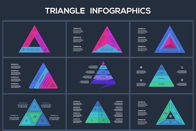 Set creative concept for infographic with options parts or processes Business data visualization