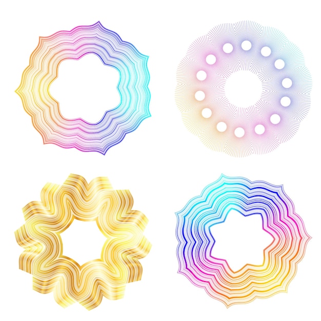 Set design element circle Isolated bold vector colors golden ring from Abstract glow wavy stripes of many glittering swirl created using Blend Tool Vector illustration EPS10 for your presentation