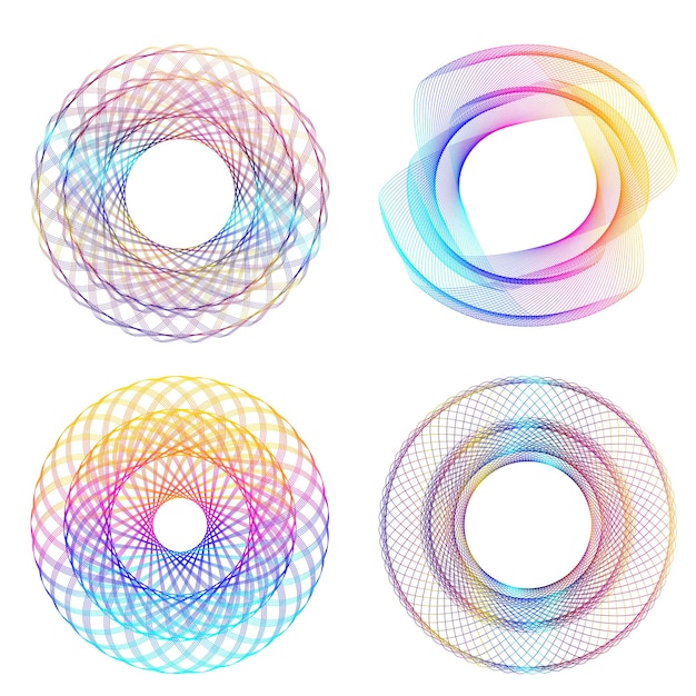 Set design element circle Isolated bold vector colors golden ring from Abstract glow wavy stripes of many glittering swirl created using Blend Tool Vector illustration EPS10 for your presentation
