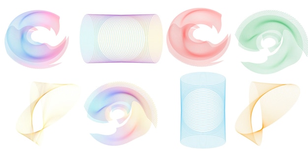 Set design element circle Isolated bold vector colors golden ring from Abstract glow wavy stripes of many glittering swirl created using Blend Tool Vector illustration EPS10 for your presentation