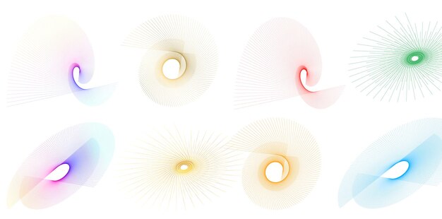 Set design element circle Isolated bold vector colors golden ring from Abstract glow wavy stripes of many glittering swirl created using Blend Tool Vector illustration EPS10 for your presentation