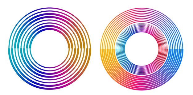 Set design element circle Isolated bold vector colors golden ring from Abstract glow wavy stripes