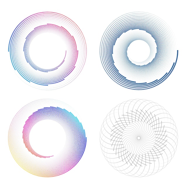 Set Design elements symbol Editable halftone frame dot circle pattern on white background Vector illustration eps 10 frame with black random dots Round border Icon using halftone circle dots text