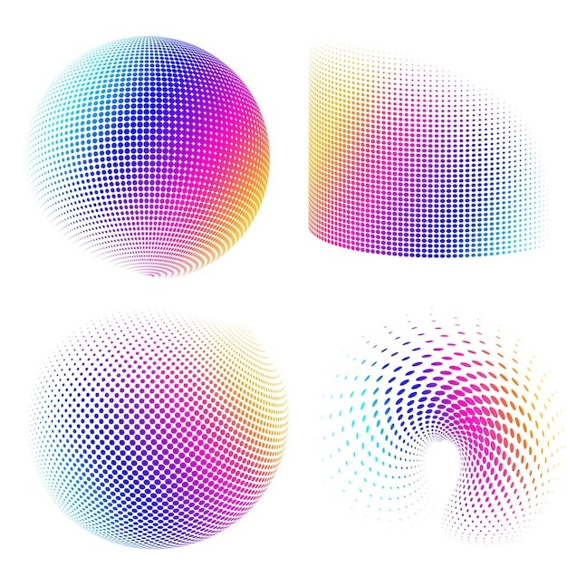 Set Design elements symbol Editable icon Halftone circles halftone dot pattern on white background Vector illustration eps 10 frame with black abstract random dots for technology electronic