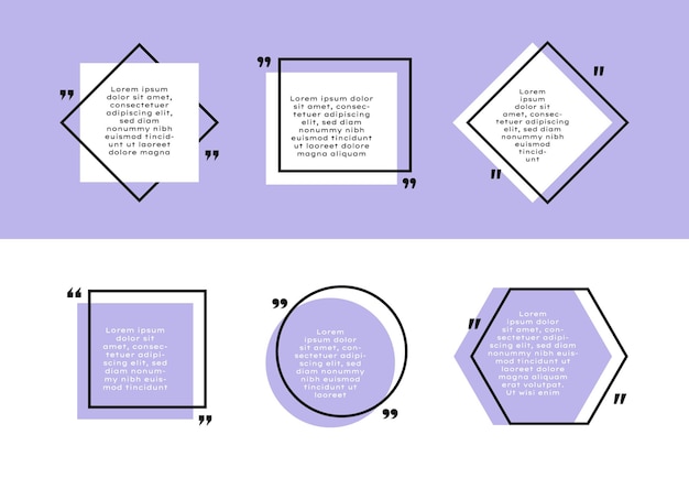 set different shape geometric texting boxes colored quote box speech bubble modern vector illustration