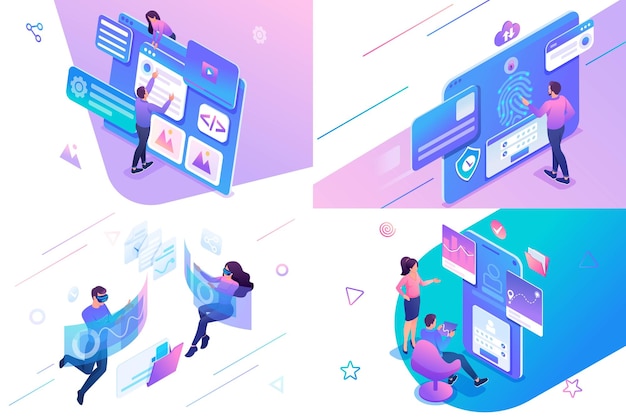 Set isometric on the topic information security mobile app testing alternative reality For website