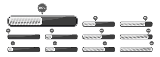 set loading bar icons progress bar loading signs buffer loader or preloader