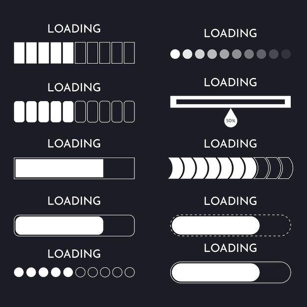 Set loading on monitor technology concept design HUD loading process and status bars vector