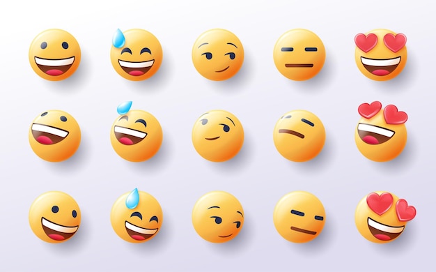 set of 3d emoji in various points of view design