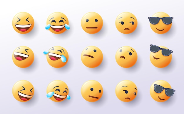 set of 3d emoji in various points of view design