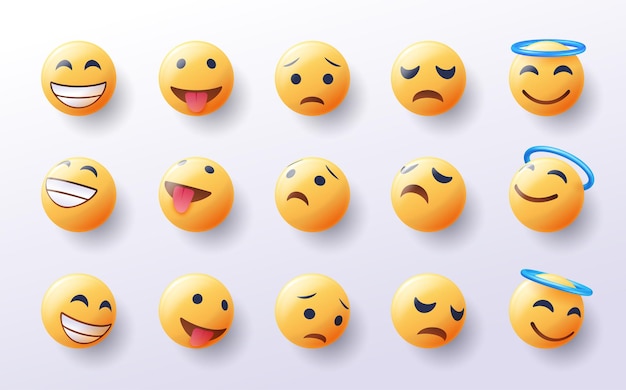 set of 3d emoji in various points of view design