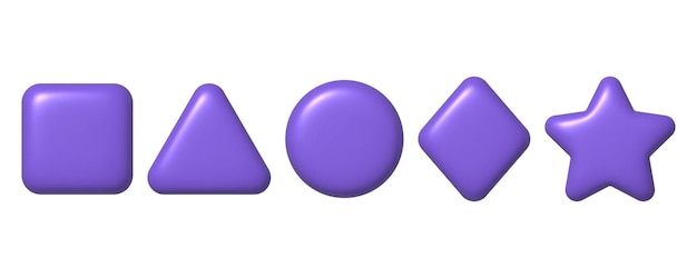 set of 3d purple geometric shapes for web design 3d realistic design element