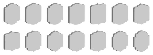 Set of 3D vintage frames and labels vector illustration isolated on white