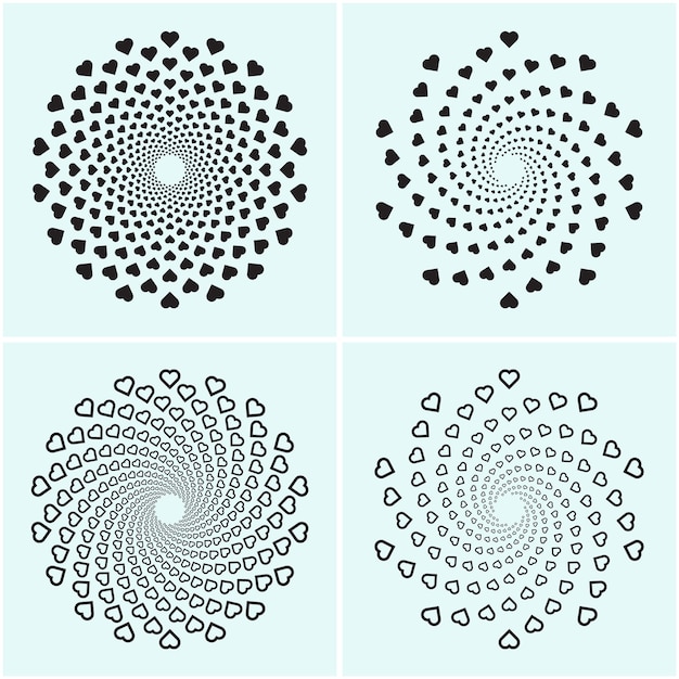 set of 4 abstract spiral patterns shapes vector illustraton