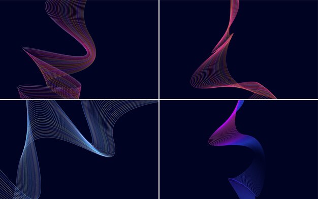 Set of 4 abstract waving line backgrounds to add style to your work