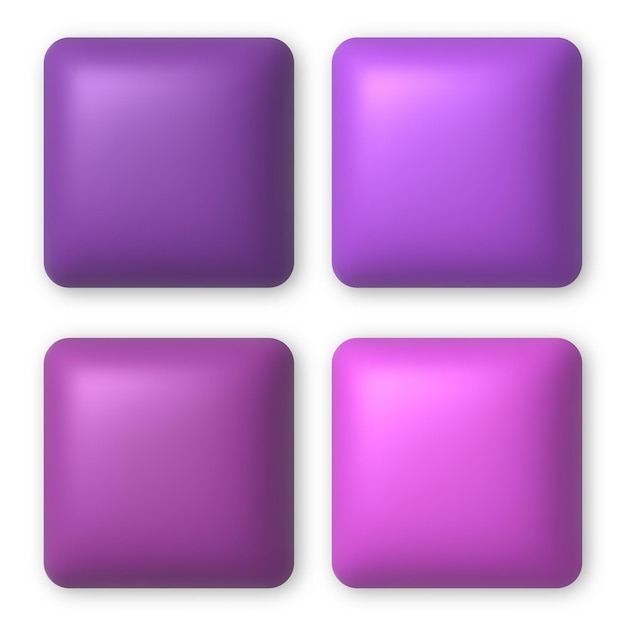 set of 4 purple and pink 3d buttons for web design 3d realistic design element