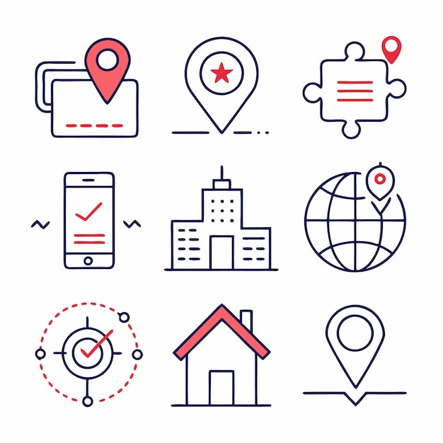 Set of 9 location icons