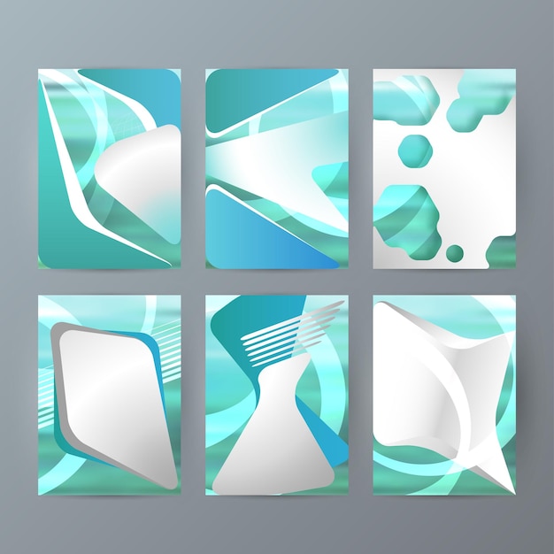 set of a4 brochure design templates with geometric abstract modern backgrounds05